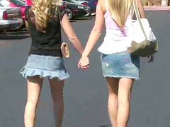 Two Hot Blonde Pornstars Go Shopping and Flash in Public