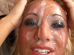 Jasmine Tame sucks three big dicks and gets a bukkake